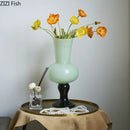 GobekUsa Goblet Glass Vase for Desk Decoration with Artificial Flowers