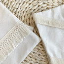 GobekUsa Boho Linen Cotton Pillow Cover with Tassels - Beige Square/Rectangular 45x45cm/30x50cm