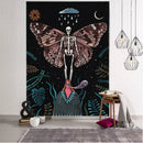 GobekUsa Celestial Moth Tapestry: Moon Phase Flower Mandala Wall Decor