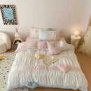 GobekUsa Heart-shaped Washed Cotton Bedding Set - Duvet Cover, Bed Sheet, Pillowcases
