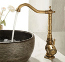 GobekUsa Antique Carved Brass Bathroom Sink Faucet Hot & Cold Mixer Deck Mounted Tap