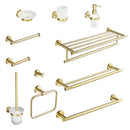 GobekUsa Brushed Gold Brass Bathroom Accessories Set: Hand Towel Bar, Toilet Paper Holder, Robe Hook