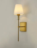 GobekUsa Black Brass Fabric Shade LED Wall Sconce for Bedroom & Mirror Decor