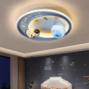GobekUsa Kids Moon Astronaut LED Ceiling Light for Eye Care in Blue Pink Carton Theme