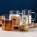 GobekUsa Good Morning Glass Mug - Transparent Tumbler with Handle