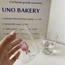 GobekUsa 3D Rose Glass Breakfast Cup with Handle for Juice, Coffee, Tea, Milk