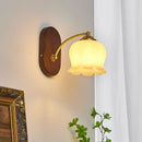 GobekUsa LED Japanese Style Wall Lights Copper Wood Bedside Lamp for Home Bedroom