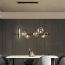 GobekUsa Glass Ball LED Chandelier: Modern Long Pendant Lighting for Living Room and Shop