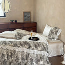 GobekUsa Luxe Lace Ruffles Wedding Bedding Set: Duvet Cover, Bed Sheet, 2 Pillowcases