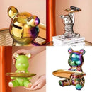 GobekUsa Bear Doll Storage Tray Piggy Bank Snacks Makeup Key Holder Home Decor Accessory