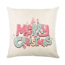 GobekUsa Christmas Santa Claus Linen Pillowcase - Sofa Cushion Cover, Decorative Living Room Pillow Cover