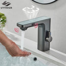 GobekUsa LCD Sensor Basin Faucet Hot Cold Water Mixer Tap Touchless Vanity Faucet