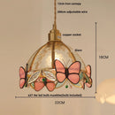 GobekUsa Butterfly Pink LED Pendant Lamp Walnut Wood Glass Nordic Modern Home Decor