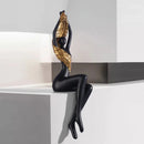 GobekUsa Large Nude Feathered Body Sculpture | Modern Abstract Sitting Figurine Statues