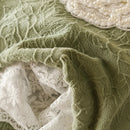 GobekUsa Luxe Carved Velvet Lace Ruffles Bedding Set with Quilted Bed Skirt