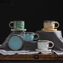GobekUsa Coarse Pottery Cup & Saucer Set - Classical Mugs for Dining Table or Coffee