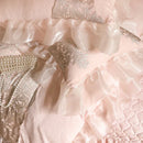 GobekUsa French Lace Ruffles Princess Bedding Set with Warm Milk Velvet Duvet Cover