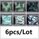 GobekUsa Green Leaves Flower Pillowcase Set | Modern Winter Short Plush 45x45cm Cozy Covers