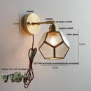 GobekUsa Colorful Square Glass LED Wall Lights with Pull Chain Switch, Tiffany Style