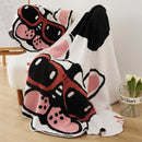 GobekUsa Kawaii Bulldog Knitted Blanket - Cozy Dog Design Throw Blanket