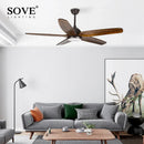 GobekUsa 60" Wood Blade Ceiling Fan with LED Light & Remote Control
