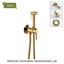 GobekUsa Brass Bidet Spray: Gold/Black, Hot/Cold Mixer Valve, Bathroom Shattaf Sprayer