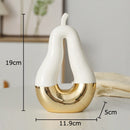 GobekUsa Gold Apple Pear Statue Ceramic Ornaments Desk Decoration Modern Crafts Sculpture