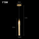 Modern Crystal Rod Pendant Light in Black or Gold