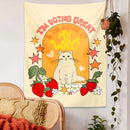 GobekUsa Cute Cat Star Strawberry Tapestry Wall Hanging for Boho Home Decor