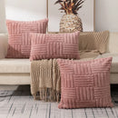 GobekUsa Boho Faux Fur Plush Throw Pillow Covers, Cream White Luxury Soft Fluffy Decorative Pillowcase