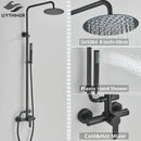 GobekUsa Black Shower Faucet Set with Rainfall Shower Head and Wall Mounted Mixer Tap