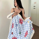 GobekUsa Cartoon Lamb Wool Blanket - Thick, Printed Coral Fleece Sofa Cover