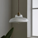 Japanese Brass Semi-Circle Glass Pendant Light