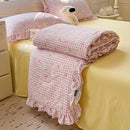 GobekUsa Korean Cotton Patchwork Quilt with Lace and Ruffle for Summer