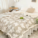 GobekUsa Butterfly Jacquard Double-Layer Wool Blanket: Soft & Warm for Autumn/Winter