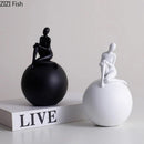 GobekUsa Geometric Base Character Statue Decor - Resin Sculpture for Aesthetic Room Ornaments