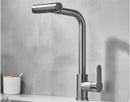 GobekUsa Gray Waterfall Kitchen Faucet Swivel Pull Out Sink Tap Single Hole