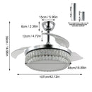 GobekUsa Crystal Fan Chandelier LED Light Retractable Blades Dimmable Remote Modern Home Decor