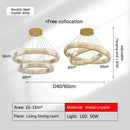 GobekUsa Golden Crystal Chandelier: Nordic Modern Luxury LED Hanging Halo for Living Room