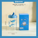 GobekUsa Cartoon Glass Cup with Lid & Straw - 600ml Drinkware