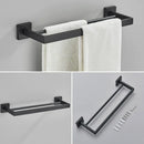 GobekUsa Black Bathroom Accessories Set: Robe Hook, Towel Rail, Shelf, Tissue Holder