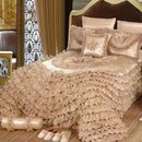GobekUsa Luxe Champagne Jacquard Lace Bedspread Set with Pillowcases