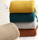 GobekUsa Cozy Nordic Knit Sofa Blanket with Tassels & Fleece Throw