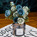 GobekUsa Blue Peony Tea Rose Silk Fake Flowers for DIY Home Garden Wedding Decor