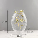 GobekUsa Golden Flower Glass Vase Desk Decoration, Aesthetic Floral Vases, Room Decor