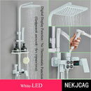 GobekUsa Digital Display Thermostatic Shower Faucet Set, Rain Shower Column, Wall Mount - Black/Chrome