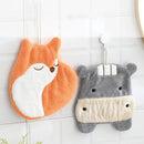 GobekUsa Cartoon Animals Coral Velvet Hand Towel - Microfiber Terry Towel with Quick Drying
