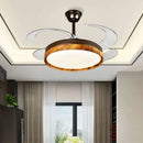 GobekUsa LED Solid Wood Round Ceiling Fan Light with Remote Control