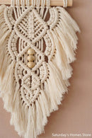 GobekUsa Handmade Macrame Leaf Hanging Tapestry Wall Decoration Mini Tapestry with Wood Stick