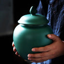 GobekUsa Green Ceramic Tea Caddy Jar: Airtight Porcelain Storage Container, Kitchen Decoration Bottle